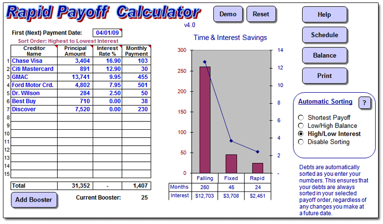 Free Debt Payoff Chart