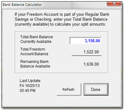 Pop-Up Bank Balance Calculator