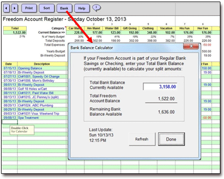 Pop-Up Bank Balance Calculator