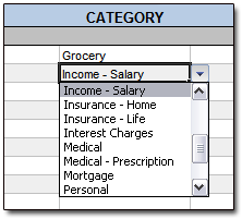'Categories' Worksheet and Drop-Down Box