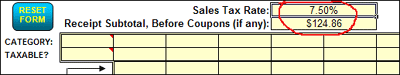 Enter Tax Rate & Receipt Subtotal