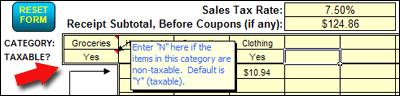 Taxable? Enter Yes/No.