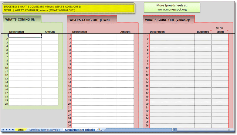 simple budget template