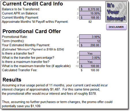 Balance Transfer Spreadsheet