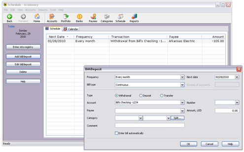 Scheduled Transactions Window