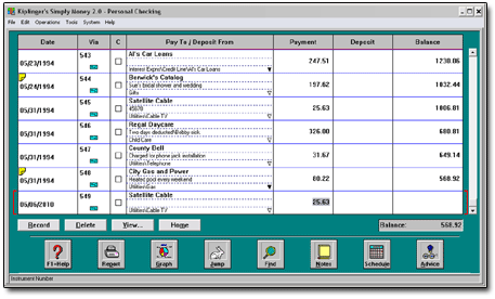 Simply Money - Register Entry View