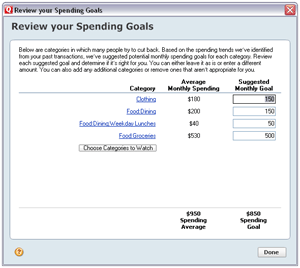 Set Your Spending Goals - Click to Enlarge