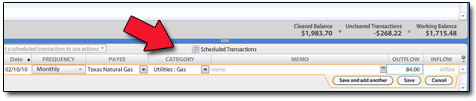 YNAB 3 Scheduled Transactions - Click to Enlarge