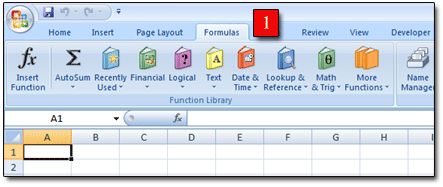 Select the FORMULAS ribbon.