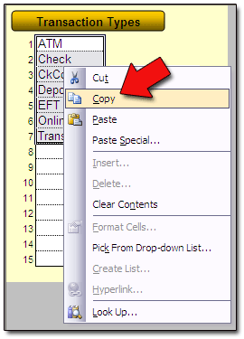 Select the data to copy, then right-click and select COPY.