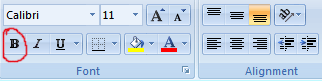 The bold-format button.