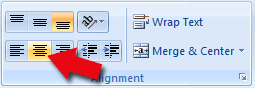 CENTER formatting button.