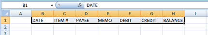 Select range of cells (column headers).