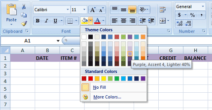 Open and select from the background-color palette.
