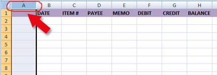 Select Column A by clicking its header.