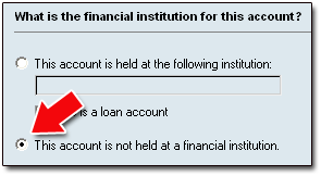 Select 'Account is not held...'