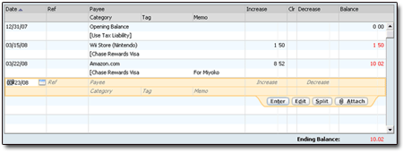 Register now shows two use tax transactions.