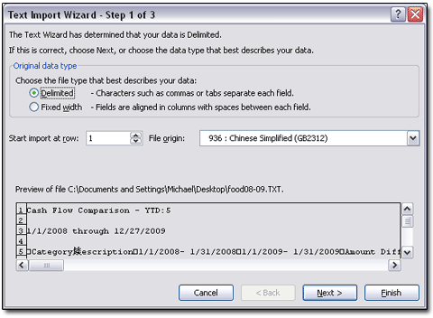 Excel's Text-Import Wizard