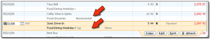 Tagging in Quicken - Click to Enlarge