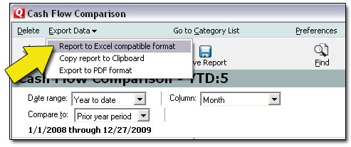 Export the report to Excel-readable format...