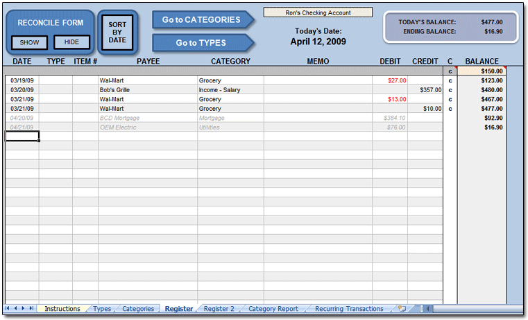 Excel Check Register Moneyspot Org