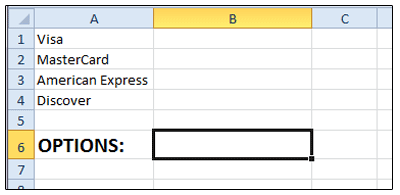 Data Validation - Create a List