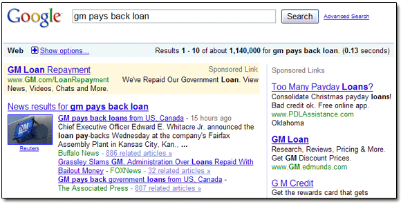 Adwords: GM Repayment