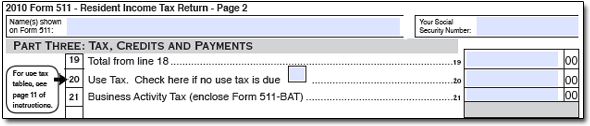 Line 20: Use Taxes